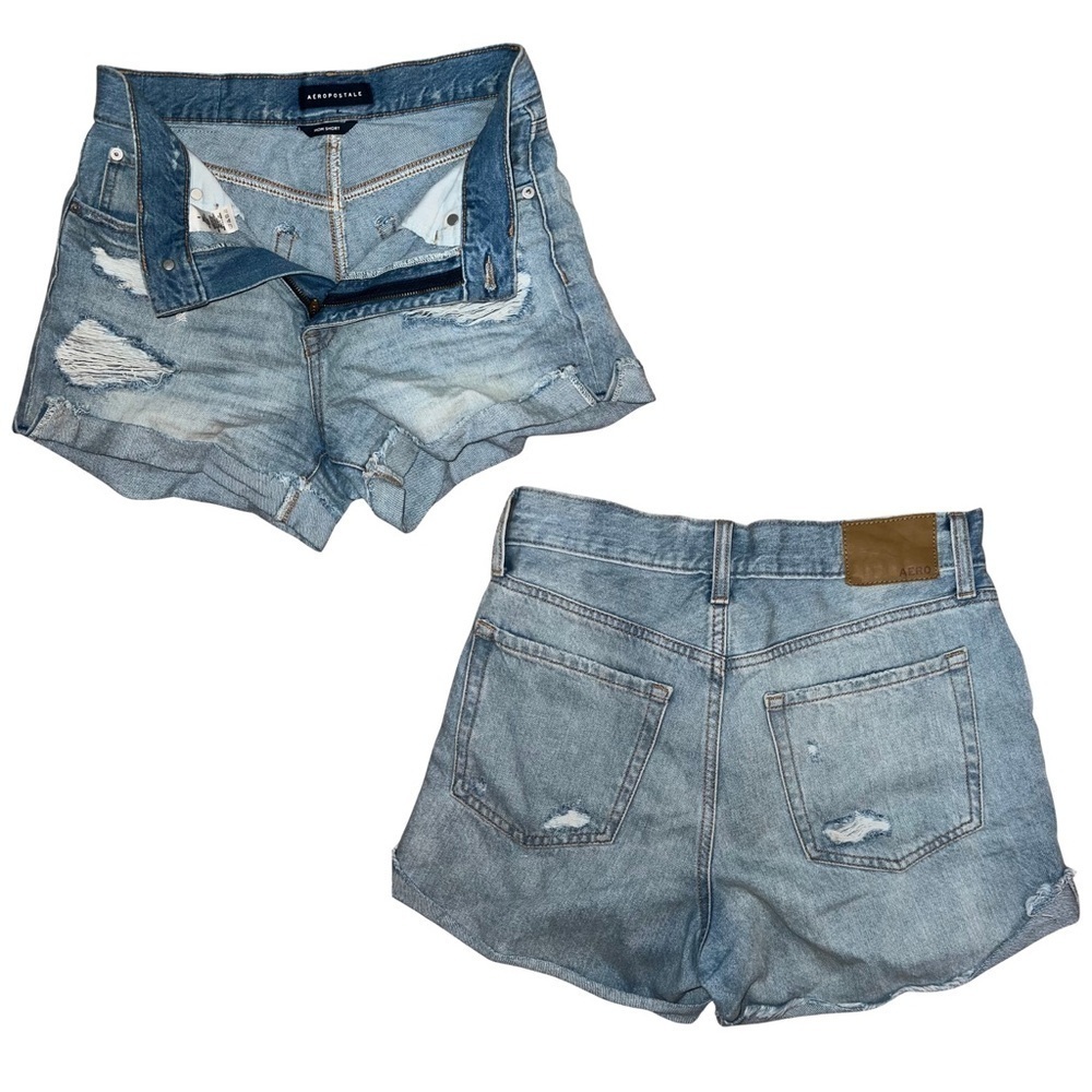 Aeropostale Distressed Med Wash Mom Shorts Size 4
